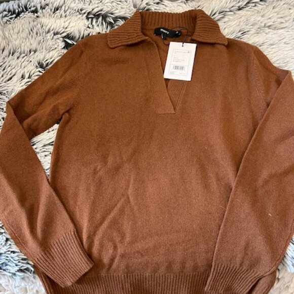 Theory slouchy polo, cashmere, brown, XS / P, NWT - Picture 1 of 2